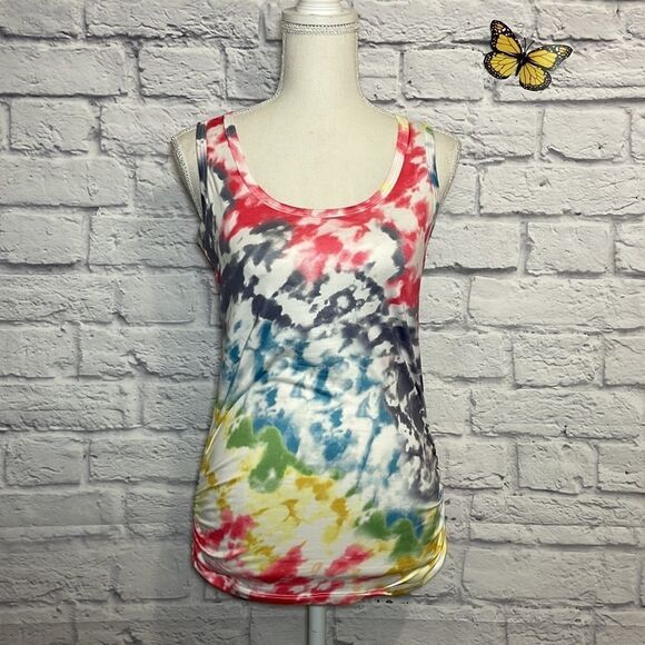 WAREHOUSE One Tie Dye Side Ruched Tank Size Extra Small - Picture 3 of 12